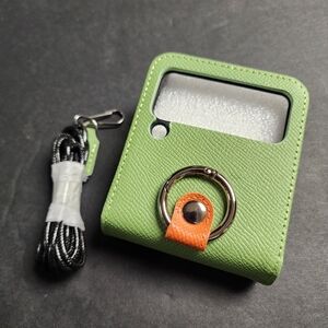 Ring‎ Phone Case Galaxy Z Flip 3 5G Premium with Strap Green New 649